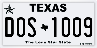 TX license plate DOS1009