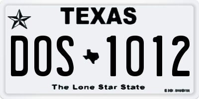 TX license plate DOS1012