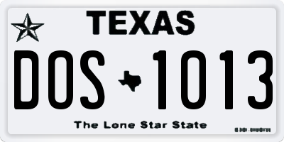 TX license plate DOS1013