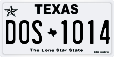 TX license plate DOS1014