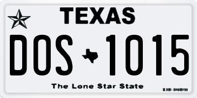 TX license plate DOS1015