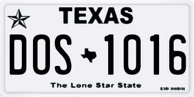 TX license plate DOS1016