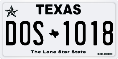 TX license plate DOS1018