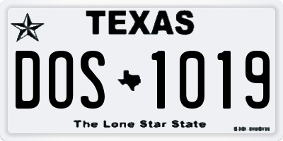 TX license plate DOS1019