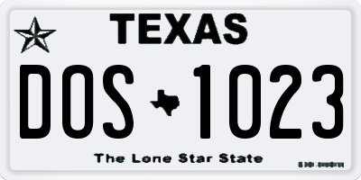 TX license plate DOS1023