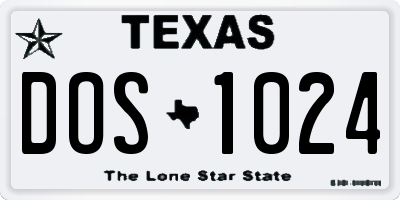 TX license plate DOS1024