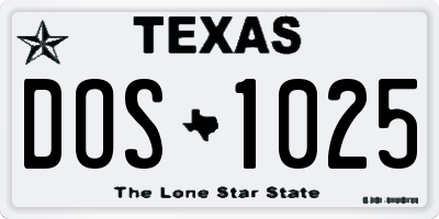 TX license plate DOS1025