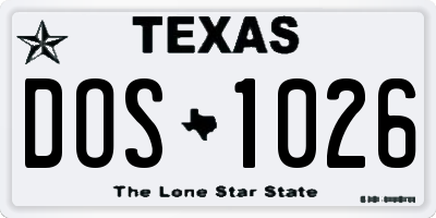 TX license plate DOS1026