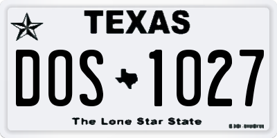 TX license plate DOS1027