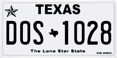 TX license plate DOS1028