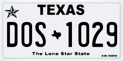 TX license plate DOS1029