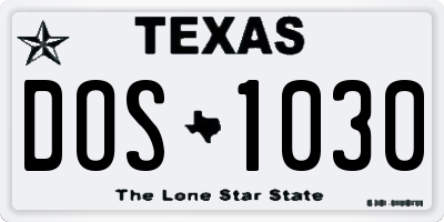 TX license plate DOS1030