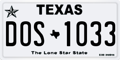 TX license plate DOS1033
