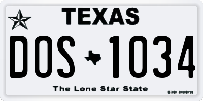 TX license plate DOS1034