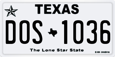 TX license plate DOS1036