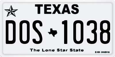 TX license plate DOS1038