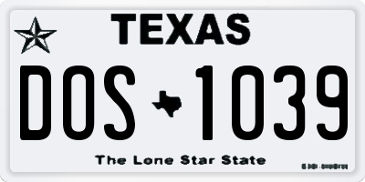 TX license plate DOS1039