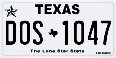 TX license plate DOS1047