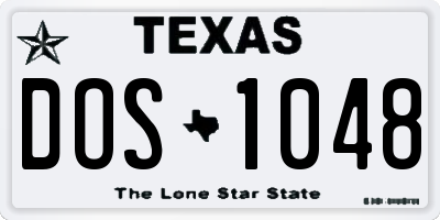 TX license plate DOS1048