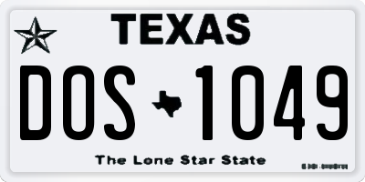 TX license plate DOS1049