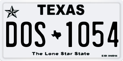 TX license plate DOS1054