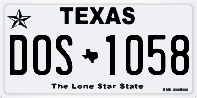 TX license plate DOS1058
