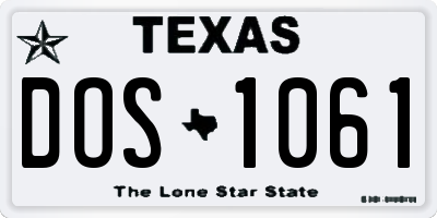 TX license plate DOS1061