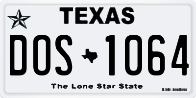 TX license plate DOS1064