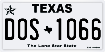TX license plate DOS1066