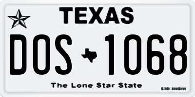 TX license plate DOS1068