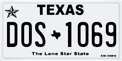 TX license plate DOS1069