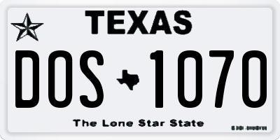 TX license plate DOS1070