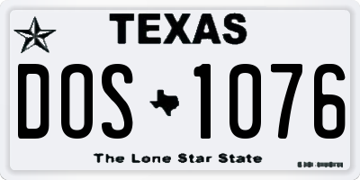 TX license plate DOS1076