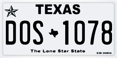 TX license plate DOS1078
