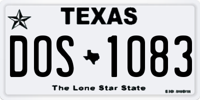 TX license plate DOS1083