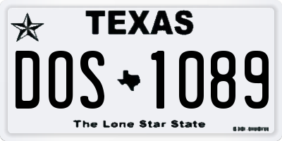 TX license plate DOS1089