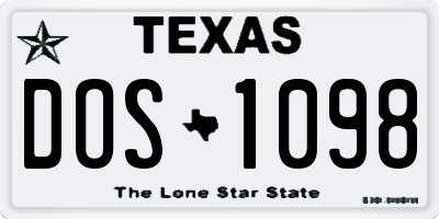 TX license plate DOS1098
