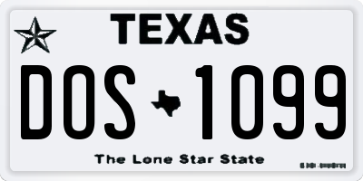 TX license plate DOS1099