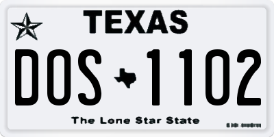 TX license plate DOS1102