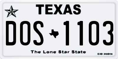 TX license plate DOS1103