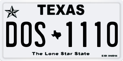 TX license plate DOS1110