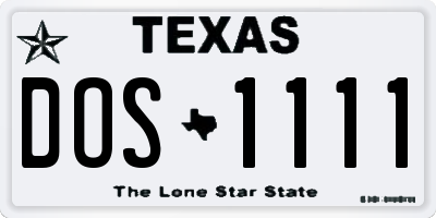 TX license plate DOS1111