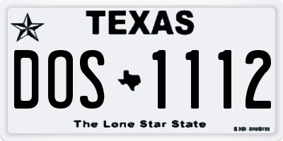 TX license plate DOS1112