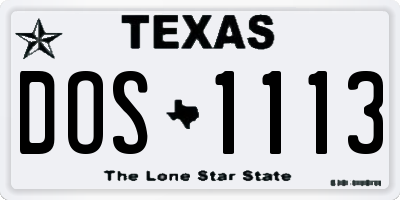 TX license plate DOS1113