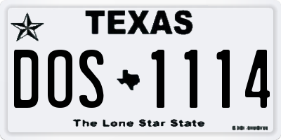 TX license plate DOS1114