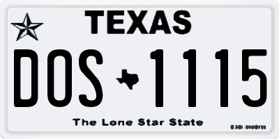 TX license plate DOS1115