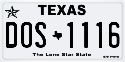 TX license plate DOS1116