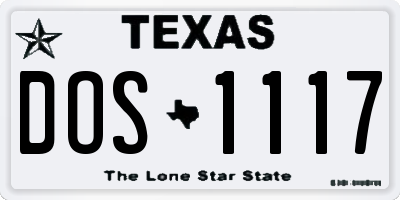 TX license plate DOS1117