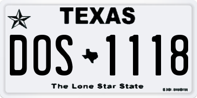 TX license plate DOS1118