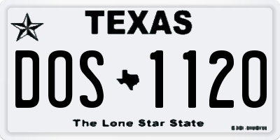 TX license plate DOS1120